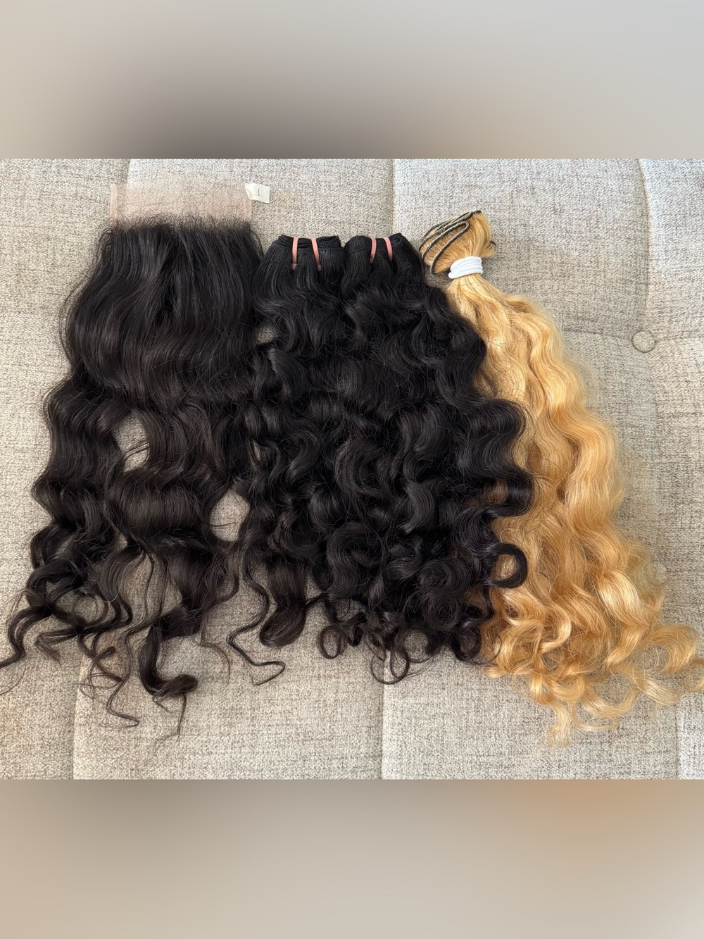 Raw Indian Curly Hair Extensions Bundle Set 3 bundles + 1 closure